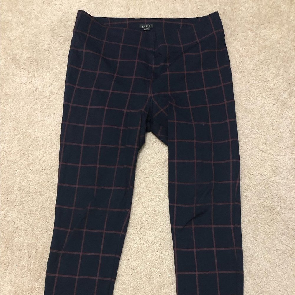Maroon and Navy Loft Legging Pants